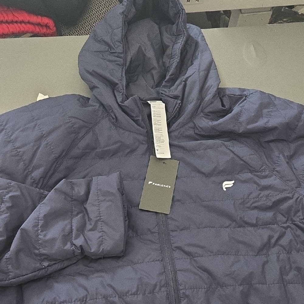Fabletics Navy Hooded Quilted Puffer Jacket, Medium, New With Tags
